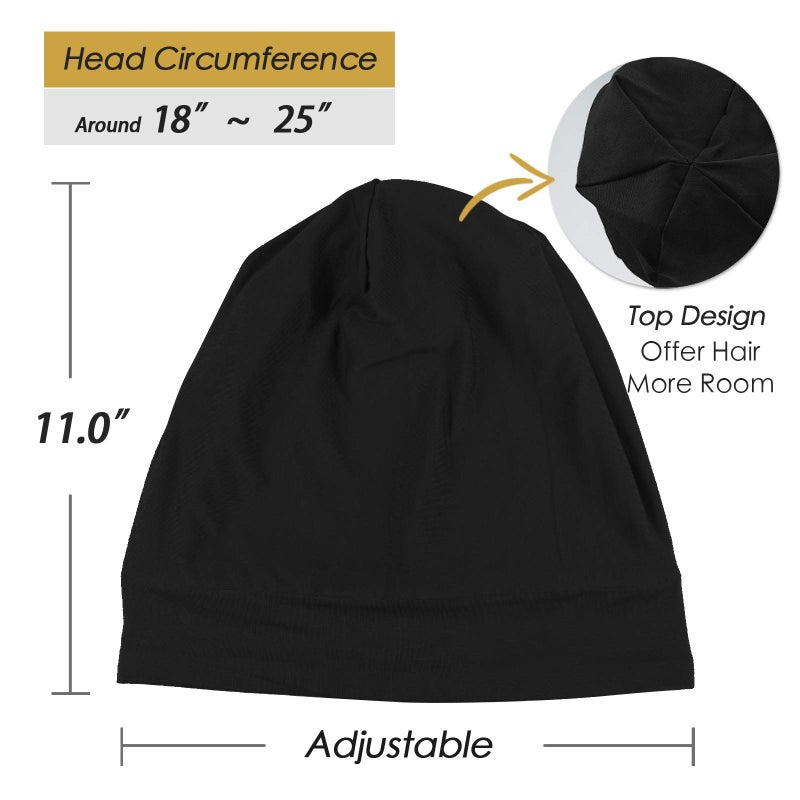 FocusCare Silk Hair Wrap for Sleeping Satin Lined Lightweight Dark Black - Image 4